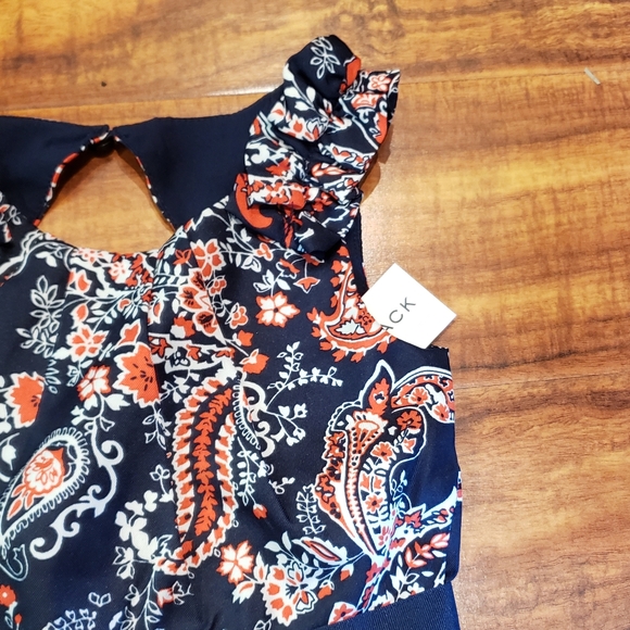 Janie and Jack NWT girls 2T navy/red/white paisley wide leg jumpsuit - Picture 3 of 6